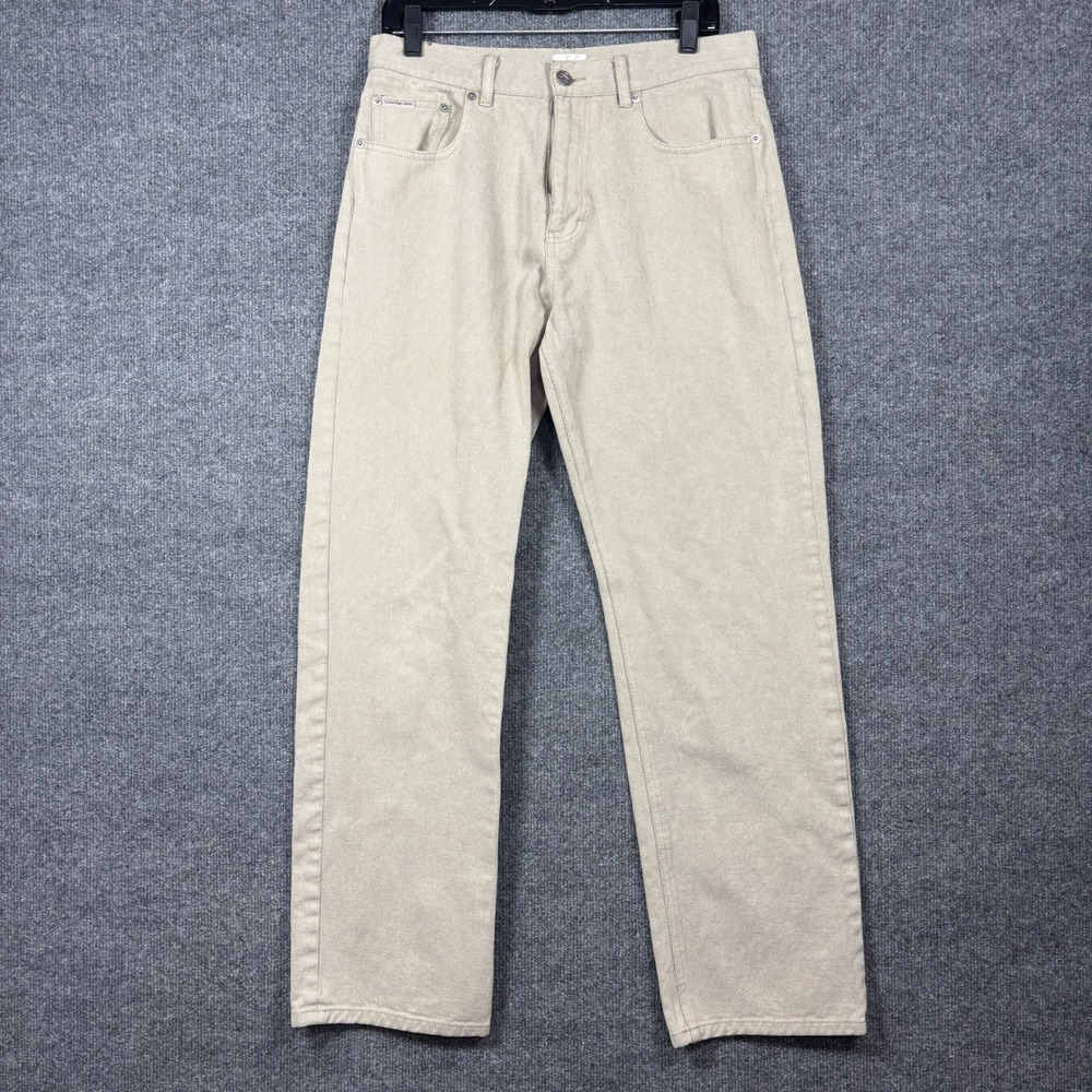 Vintage 90s Calvin Klein Jeans Mens 32 (Fits 32x31) Straight Tan Denim Jeans
